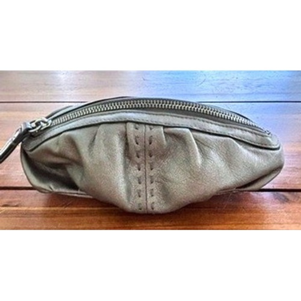 Cole Haan Metallic Silver Leather Wristlet Clutch